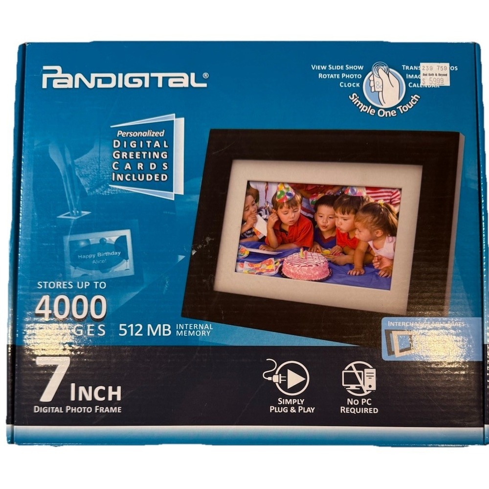 Pandigital 7 Inch Photo Frame Black 512MB New In Open Box